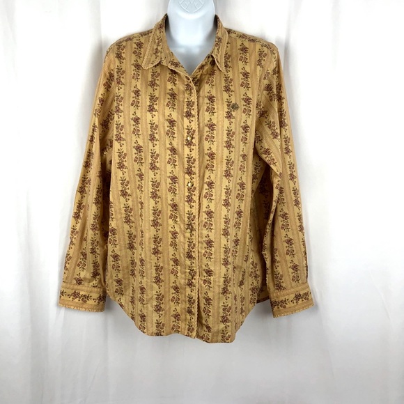 Ralph Lauren Tops - Ralph Lauren Cotton lace trimmed button blouse L